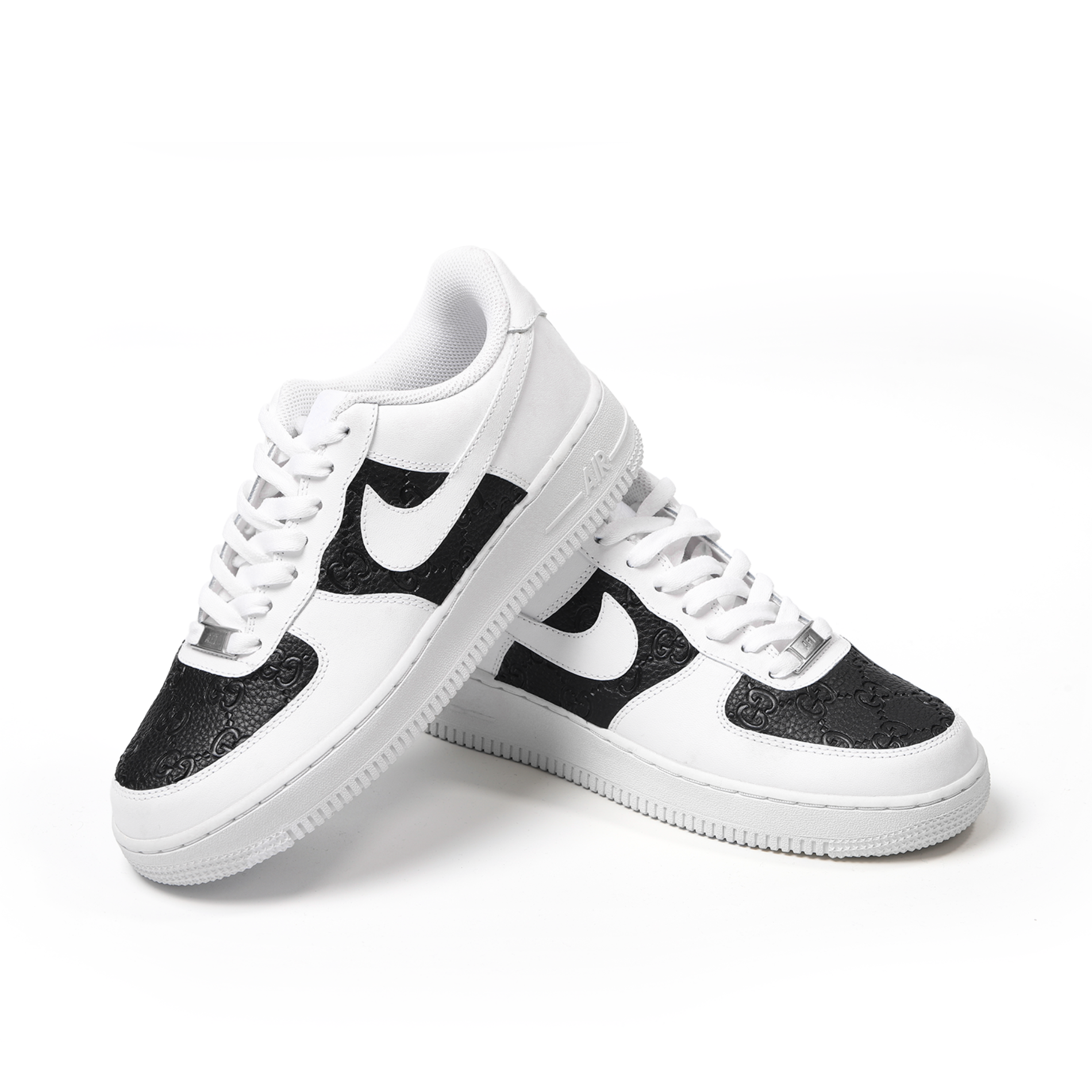 Custom Nike Air Force 1 – Handmade Gucci Black Leather Luxury Sneakers
