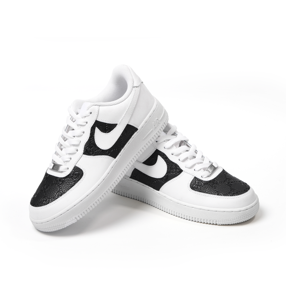 Custom Nike Air Force 1 – Handmade Gucci Black Leather Luxury Sneakers
