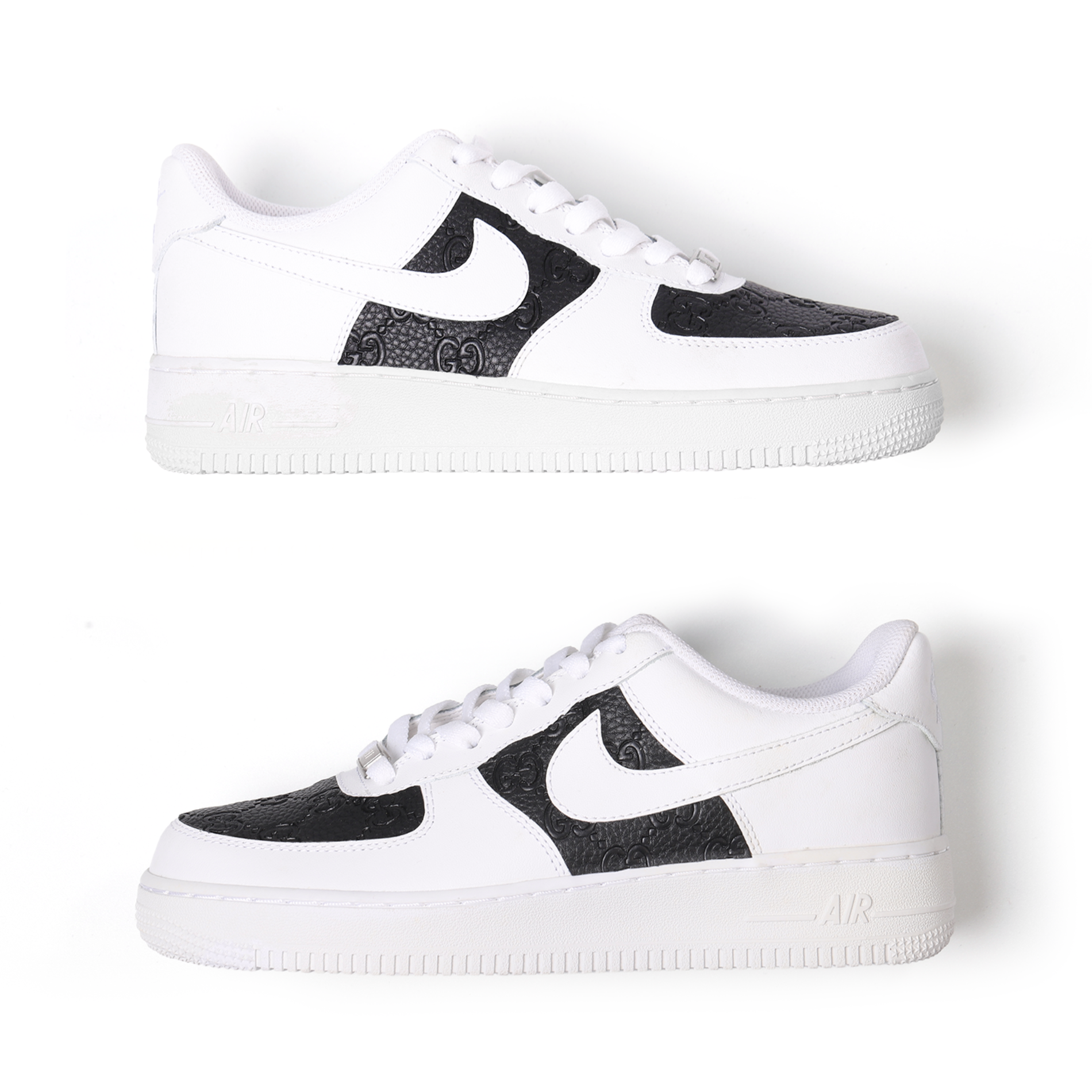 Custom Nike Air Force 1 – Handmade Gucci Black Leather Luxury Sneakers