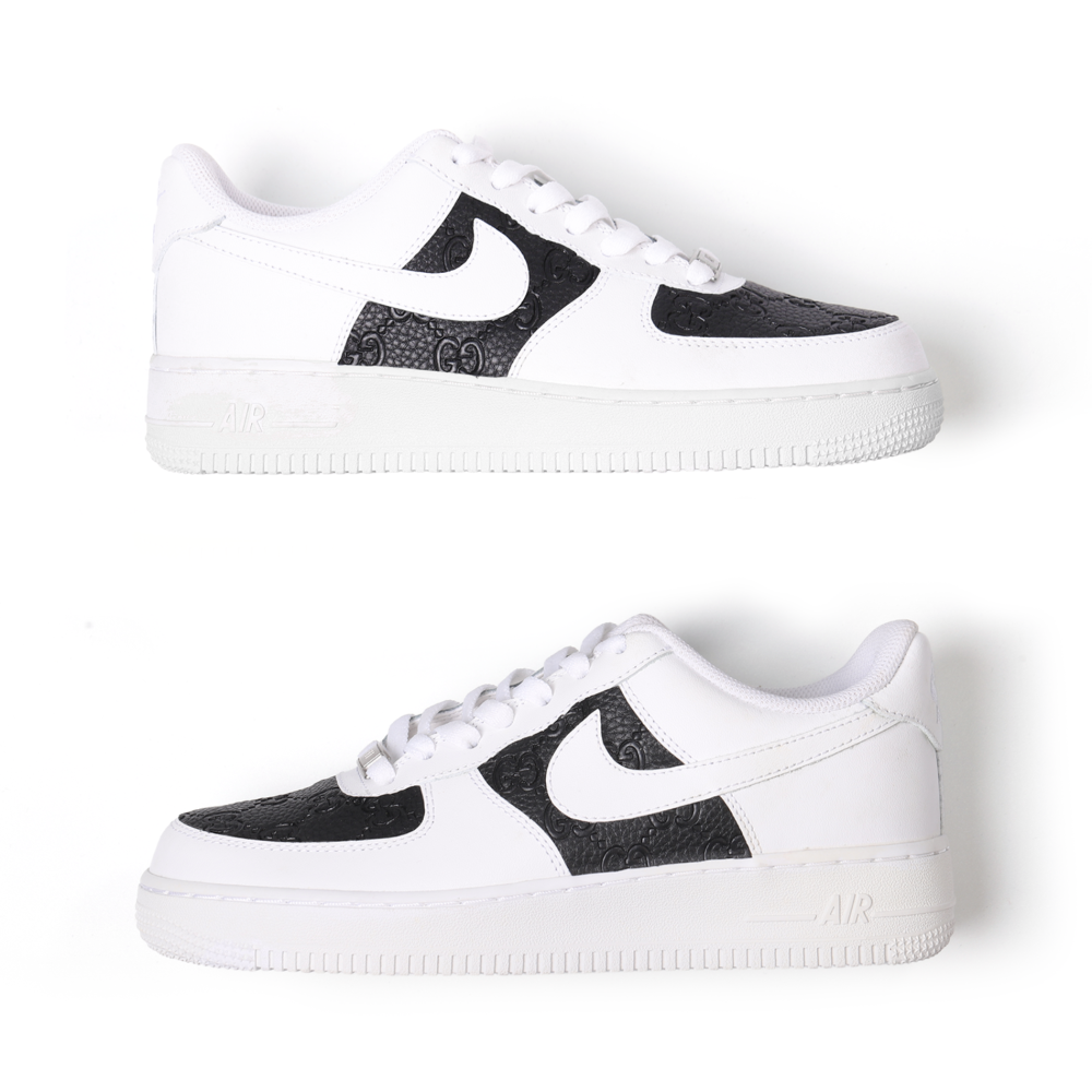 Custom Nike Air Force 1 – Handmade Gucci Black Leather Luxury Sneakers