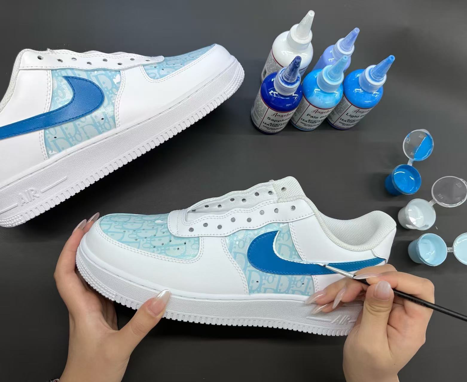 Custom Dior-Inspired Nike Air Force 1 – Hand-Painted Luxury Streetwear Sneakers