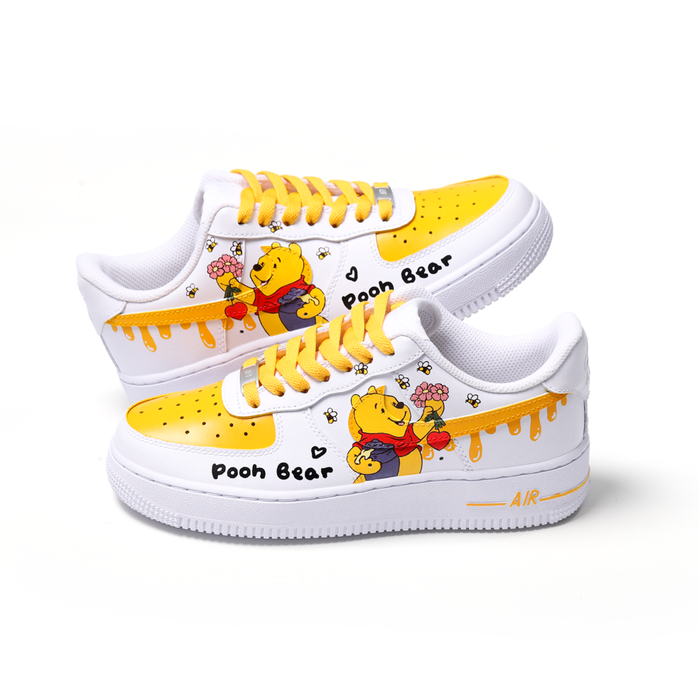 Hand-Painted Cartoon Bear Art Air Force 1 | Cute Drip-Inspired Details