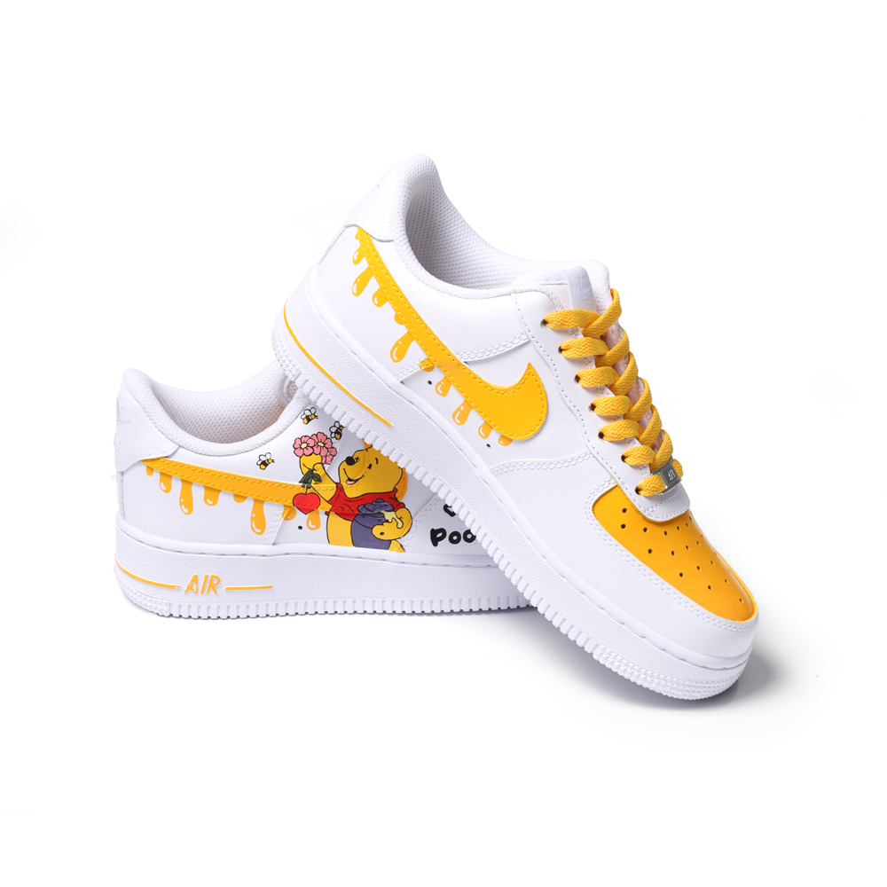 Hand-Painted Cartoon Bear Art Air Force 1 | Cute Drip-Inspired Details