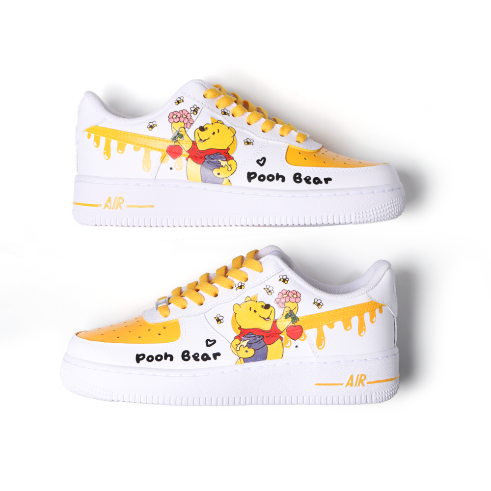 Hand-Painted Cartoon Bear Art Air Force 1 | Cute Drip-Inspired Details