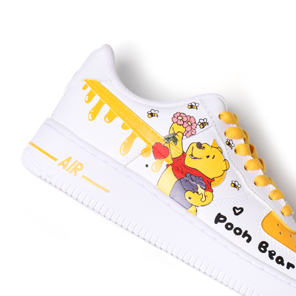 Hand-Painted Cartoon Bear Art Air Force 1 | Cute Drip-Inspired Details