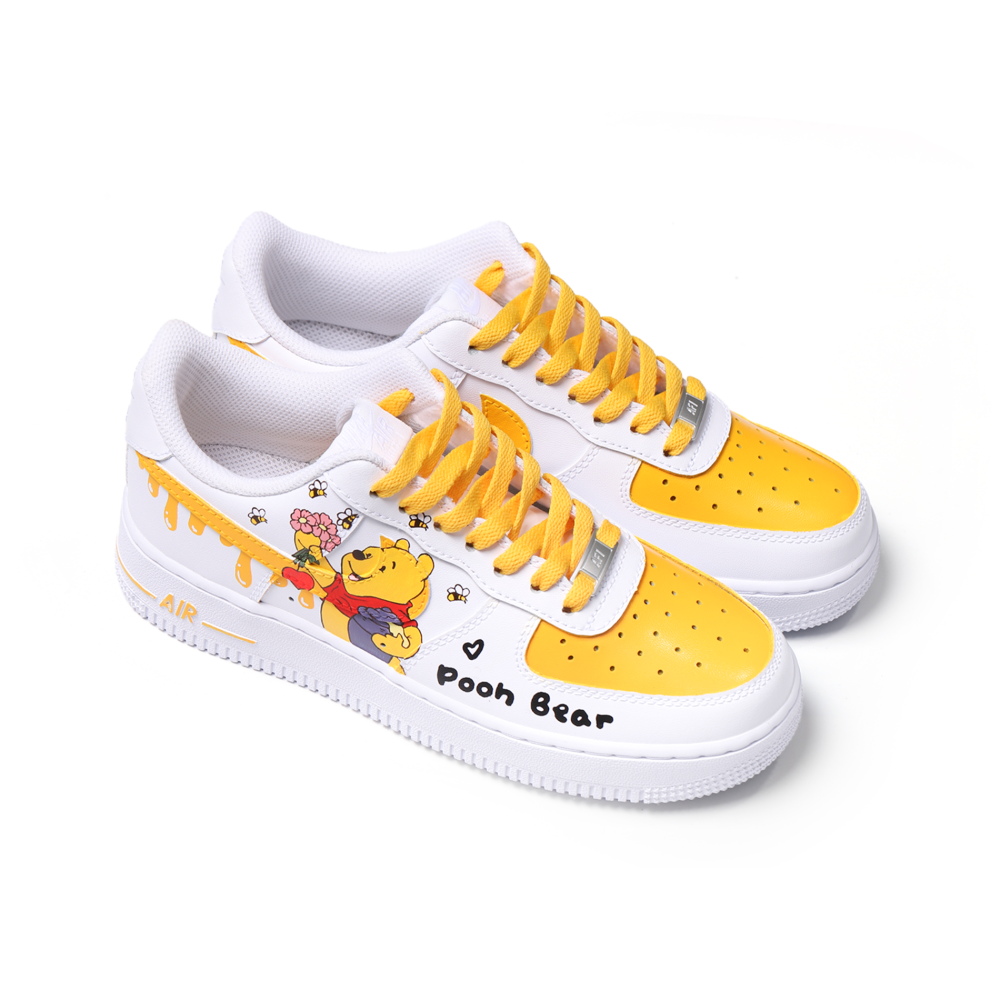 Hand-Painted Cartoon Bear Art Air Force 1 | Cute Drip-Inspired Details