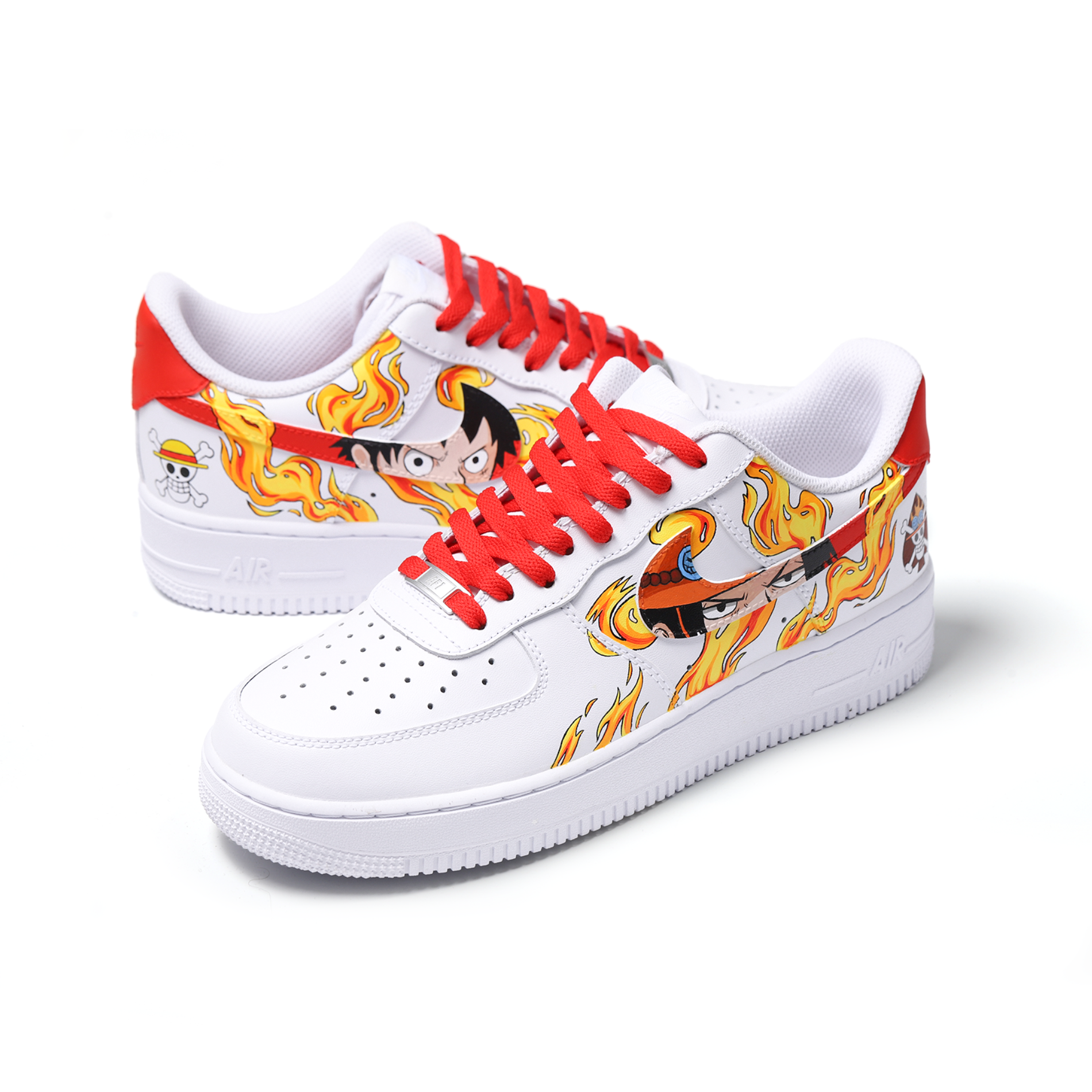 Hand-Painted Character Eye Art Air Force 1 | Custom Fire Accent Design