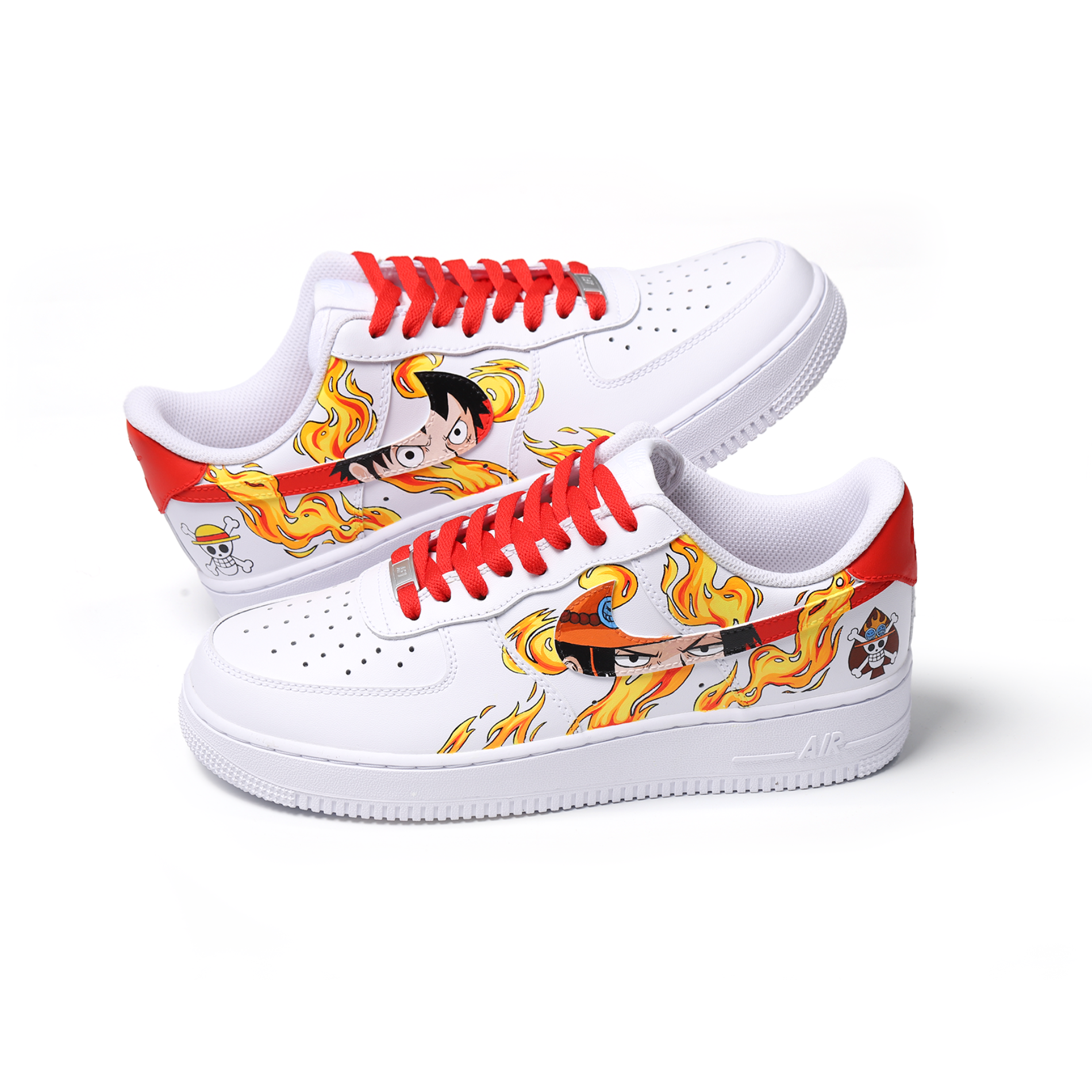 Hand-Painted Character Eye Art Air Force 1 | Custom Fire Accent Design