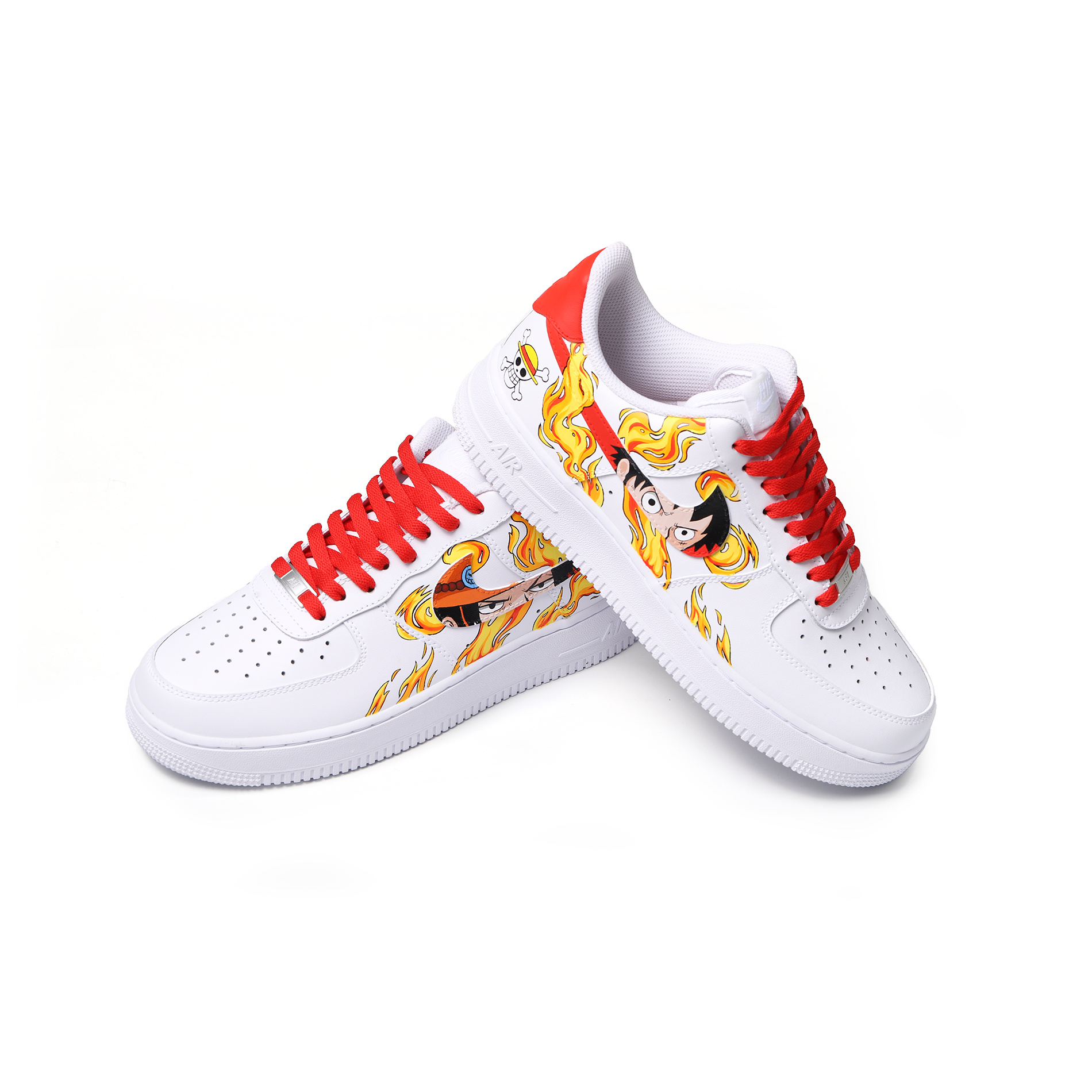 Hand-Painted Character Eye Art Air Force 1 | Custom Fire Accent Design