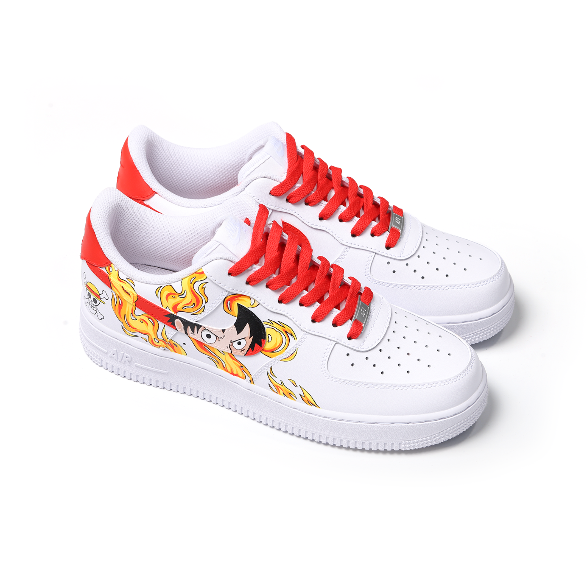 Hand-Painted Character Eye Art Air Force 1 | Custom Fire Accent Design