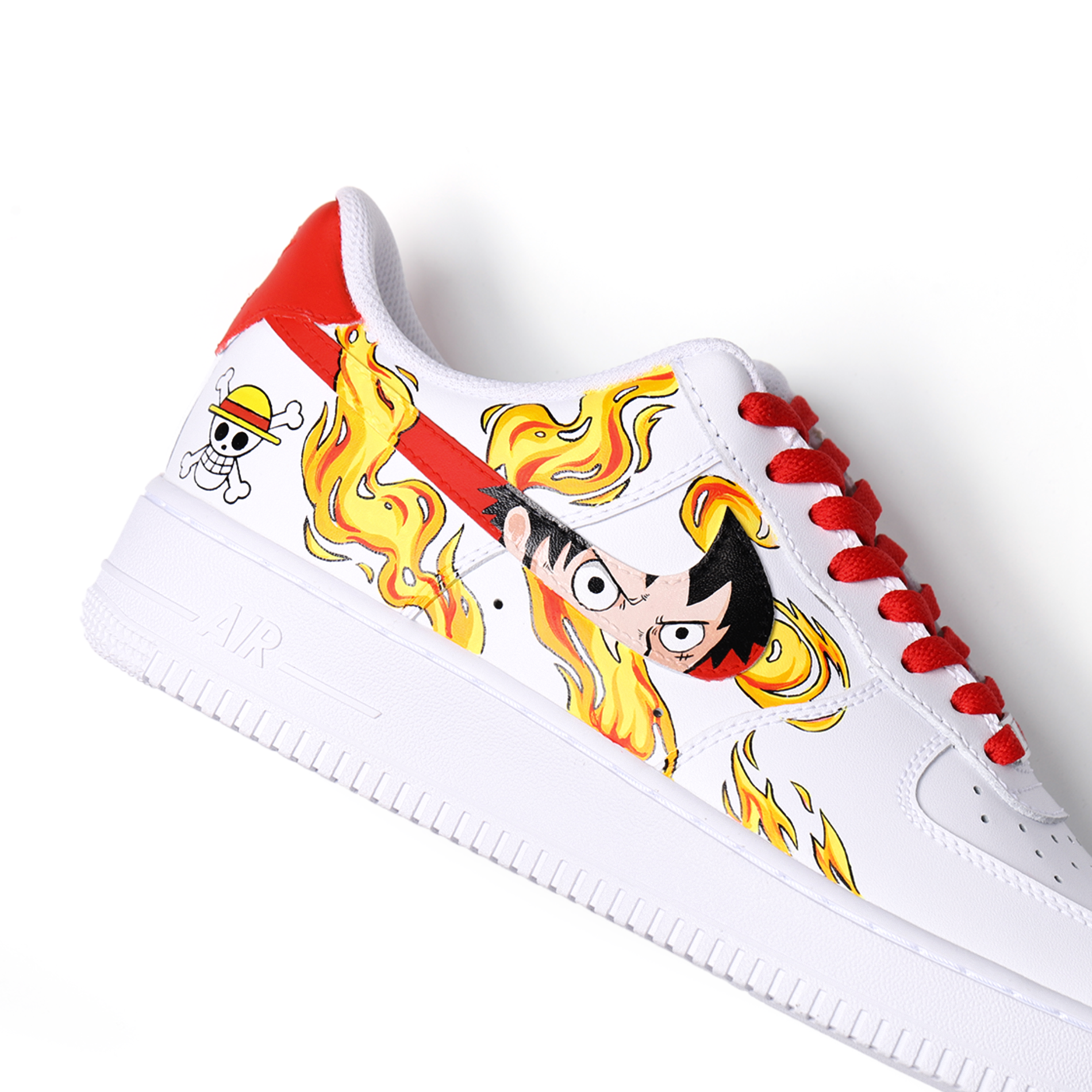 Hand-Painted Character Eye Art Air Force 1 | Custom Fire Accent Design