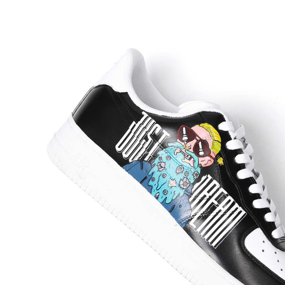 Custom Hand-Painted Cartoon Art Air Force 1 – Black & White “Just Dream”