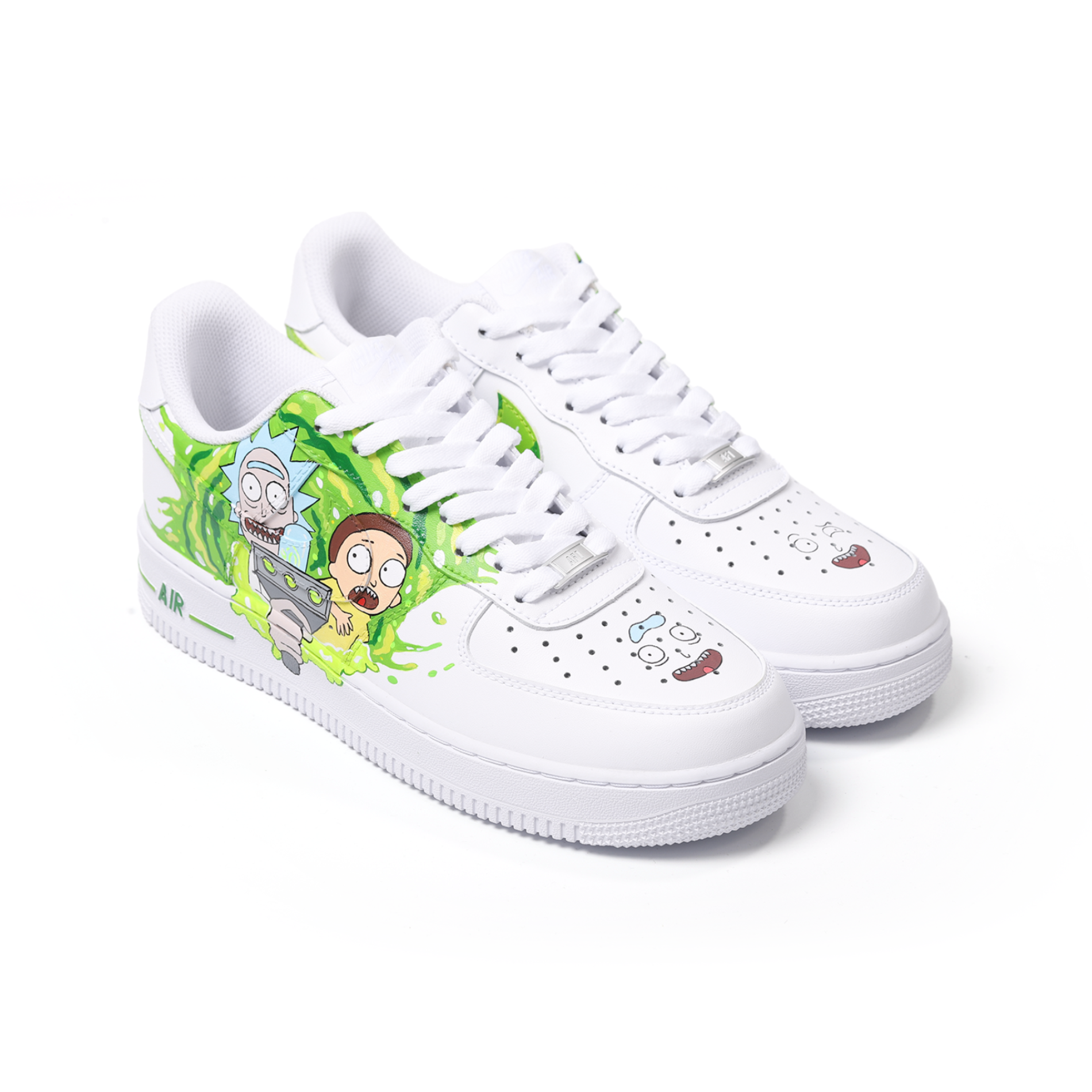 Hand-Painted Cartoon Art Air Force 1 | Green Portal & Playful Details