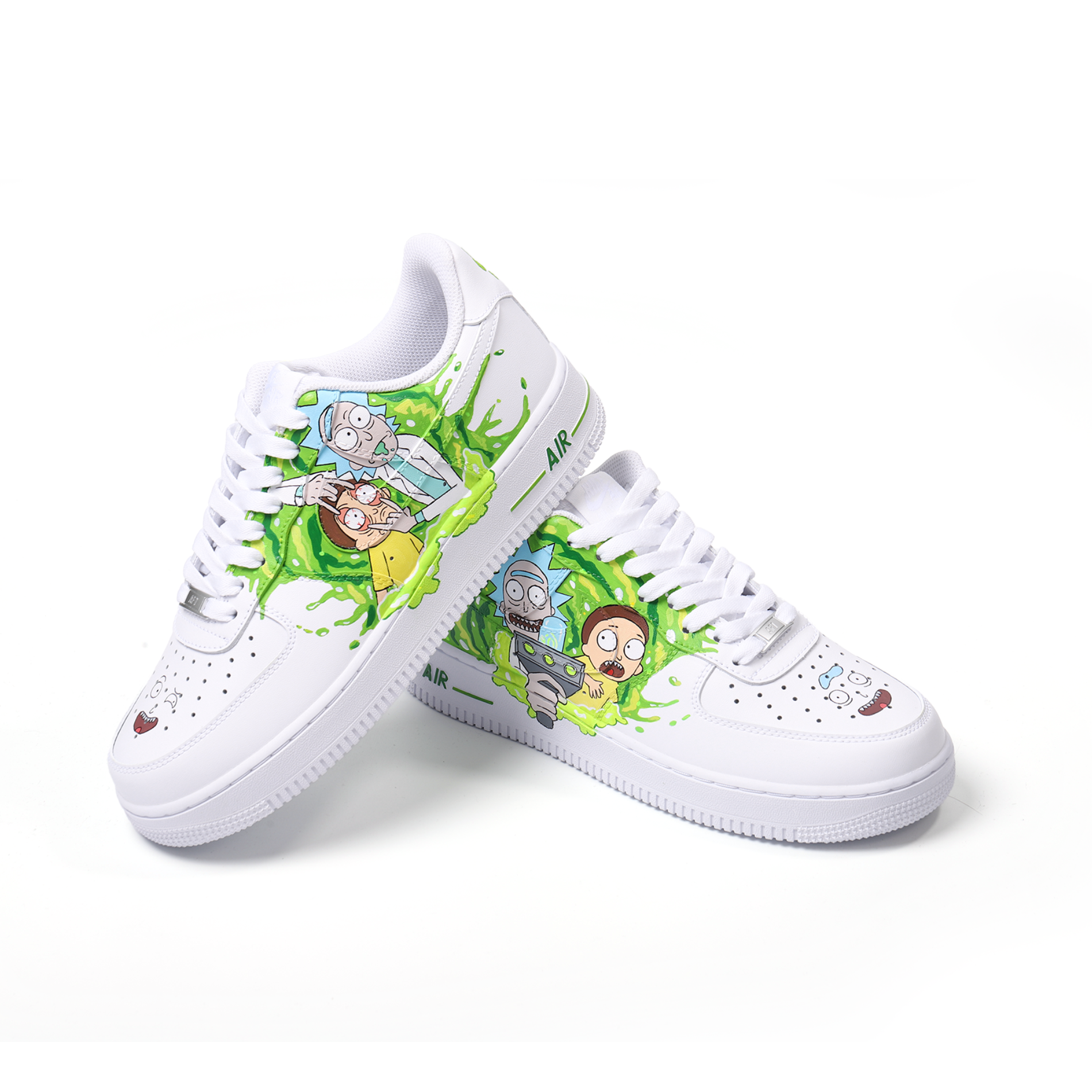 Hand-Painted Cartoon Art Air Force 1 | Green Portal & Playful Details