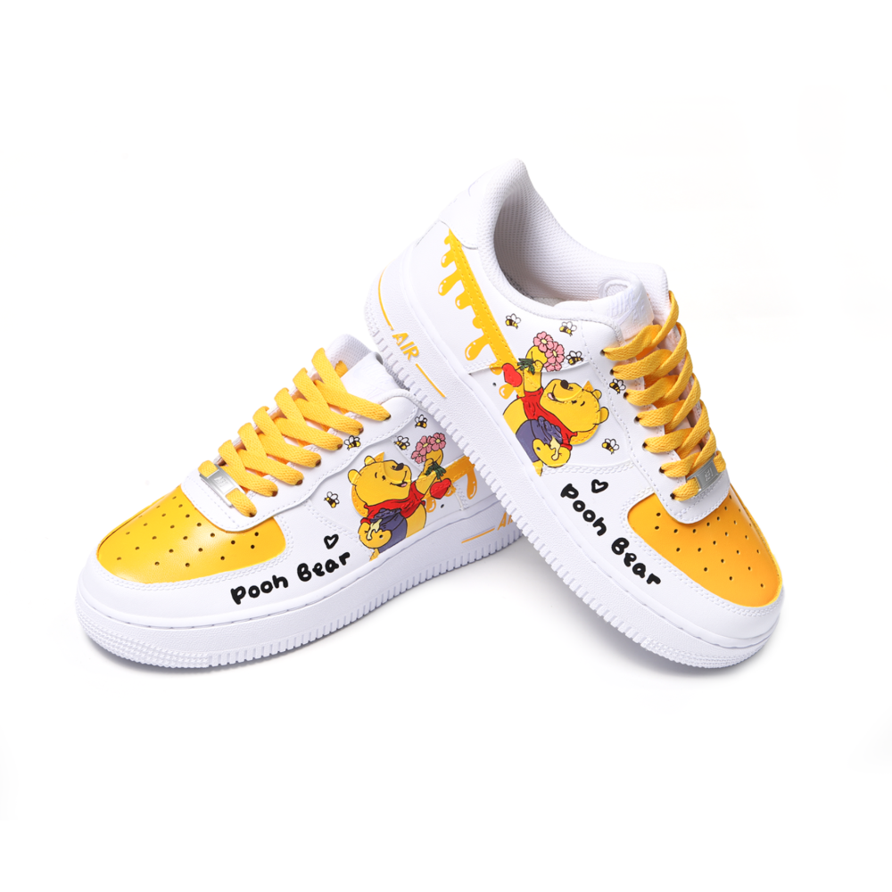 Hand-Painted Cartoon Bear Art Air Force 1 | Cute Drip-Inspired Details