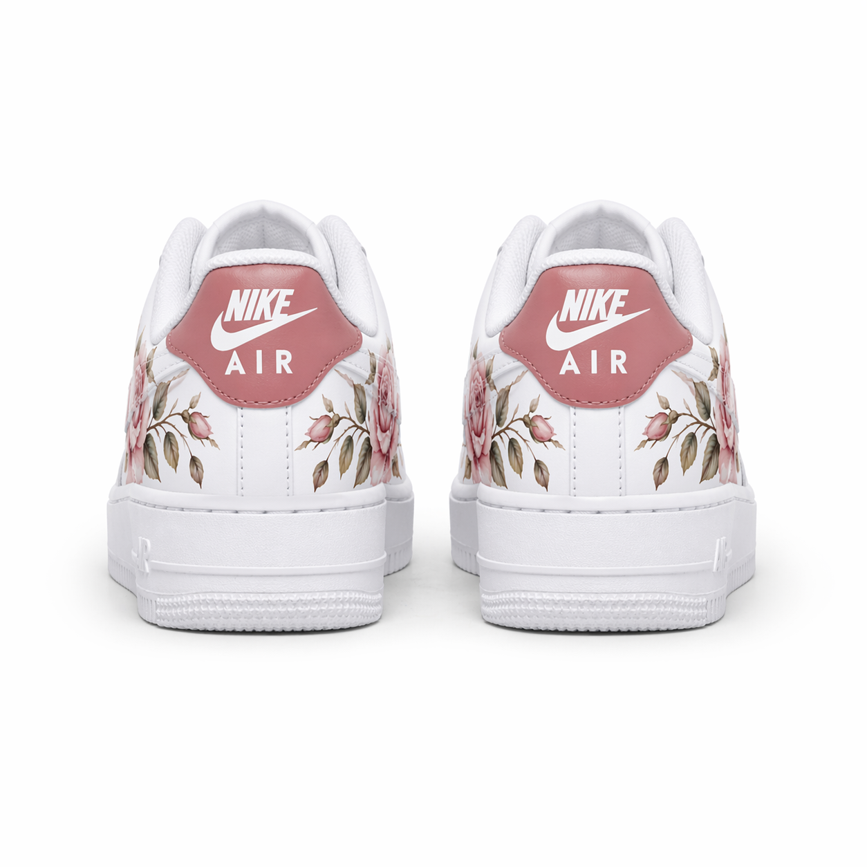 Custom Hand-Painted Floral Rose Sneakers – Personalized White Low-Top Shoes