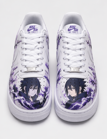Custom Hand-Painted Air Force 1 Sneakers – Purple Plum Blossom Anime Ninja Streetwear Shoes for Men & Women