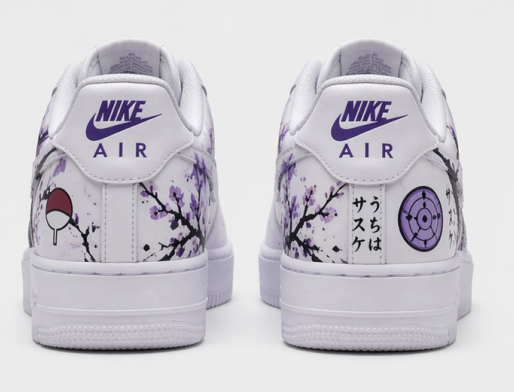 Custom Hand-Painted Air Force 1 Sneakers – Purple Plum Blossom Anime Ninja Streetwear Shoes for Men & Women