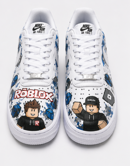 Roblox Inspired Custom Hand-Painted Air Force 1 Sneakers – Pixel Gaming Streetwear Shoes