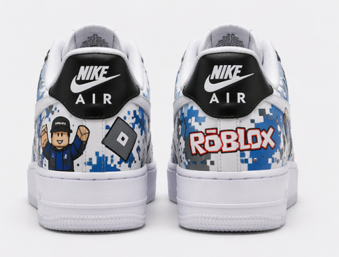 Roblox Inspired Custom Hand-Painted Air Force 1 Sneakers – Pixel Gaming Streetwear Shoes