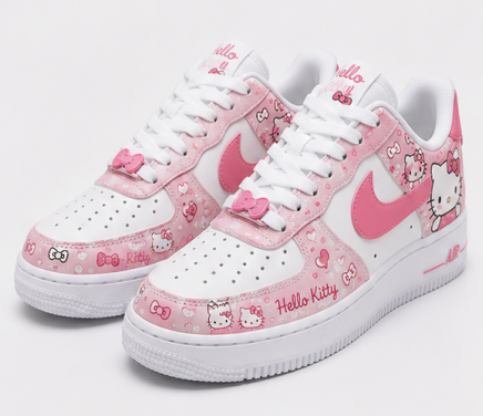 Custom Pink Hello Kitty AF1 Shoes – Handmade Kawaii Sneakers with Sweet Cartoon Artwork