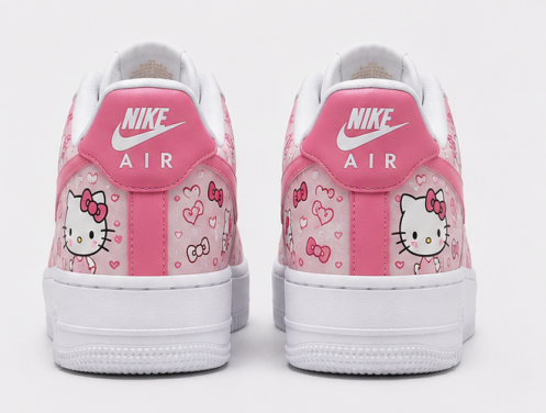 Custom Pink Hello Kitty AF1 Shoes – Handmade Kawaii Sneakers with Sweet Cartoon Artwork