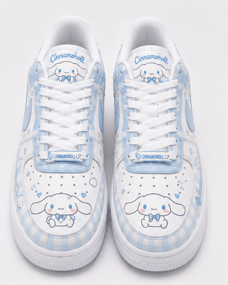 Custom Cinnamoroll Air Force 1 Sneakers – Hand Painted Blue Kawaii Anime Shoes