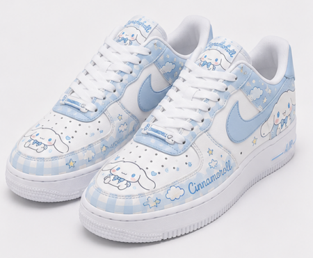 Custom Cinnamoroll Air Force 1 Sneakers – Hand Painted Blue Kawaii Anime Shoes