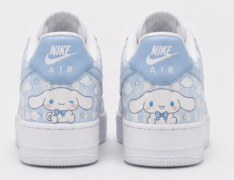 Custom Cinnamoroll Air Force 1 Sneakers – Hand Painted Blue Kawaii Anime Shoes