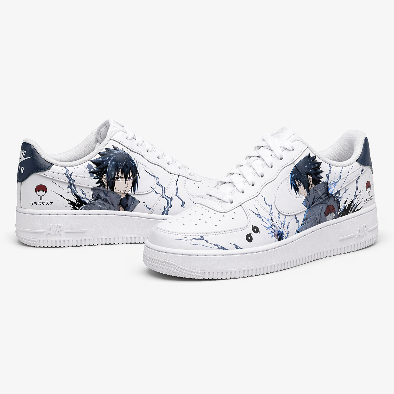Custom Sasuke Uchiha Anime Hand-Painted Air Force 1 Sneakers – Lightning Naruto Inspired Shoes
