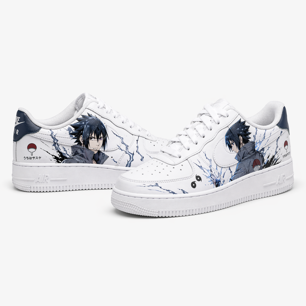 Custom Sasuke Uchiha Anime Hand-Painted Air Force 1 Sneakers – Lightning Naruto Inspired Shoes
