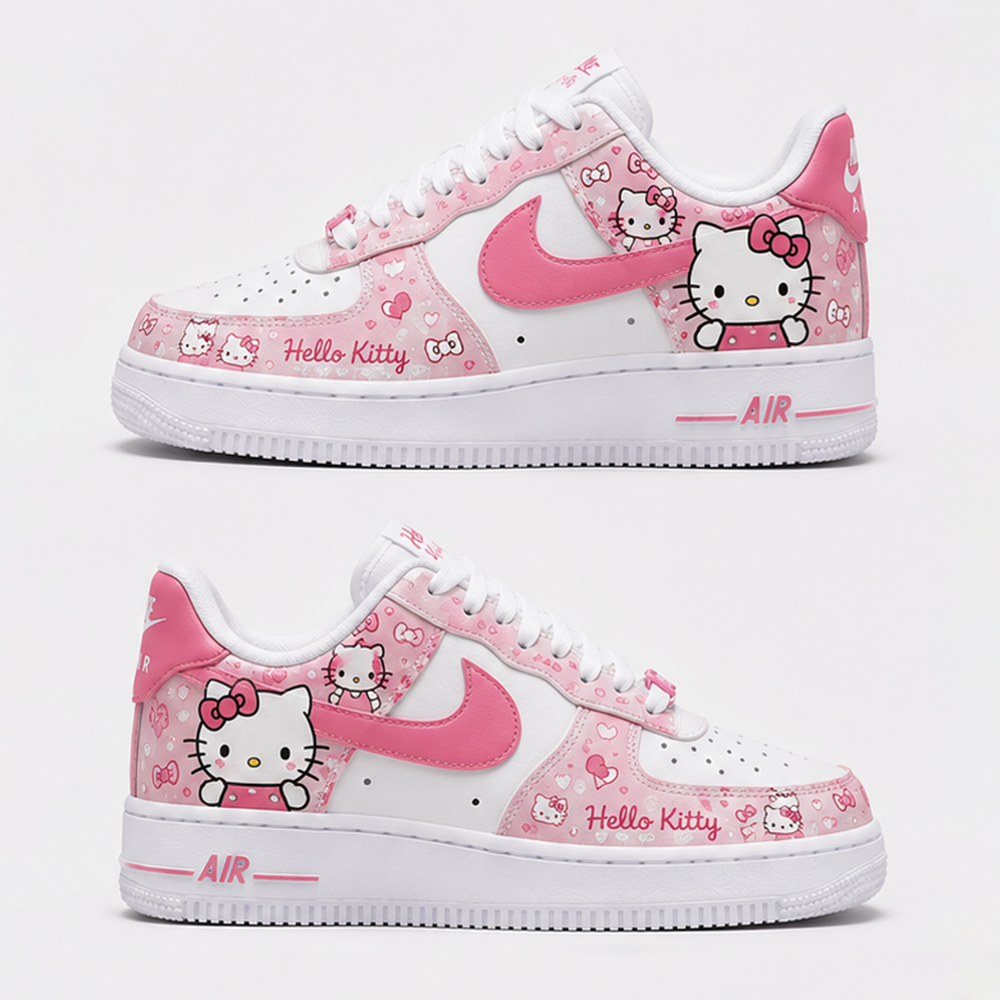 Custom Pink Hello Kitty AF1 Shoes – Handmade Kawaii Sneakers with Sweet Cartoon Artwork