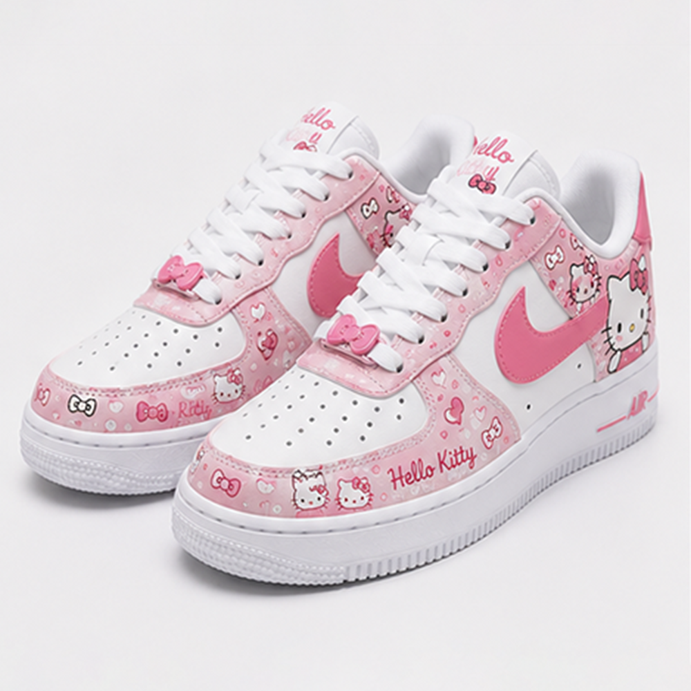 Custom Pink Hello Kitty AF1 Shoes – Handmade Kawaii Sneakers with Sweet Cartoon Artwork