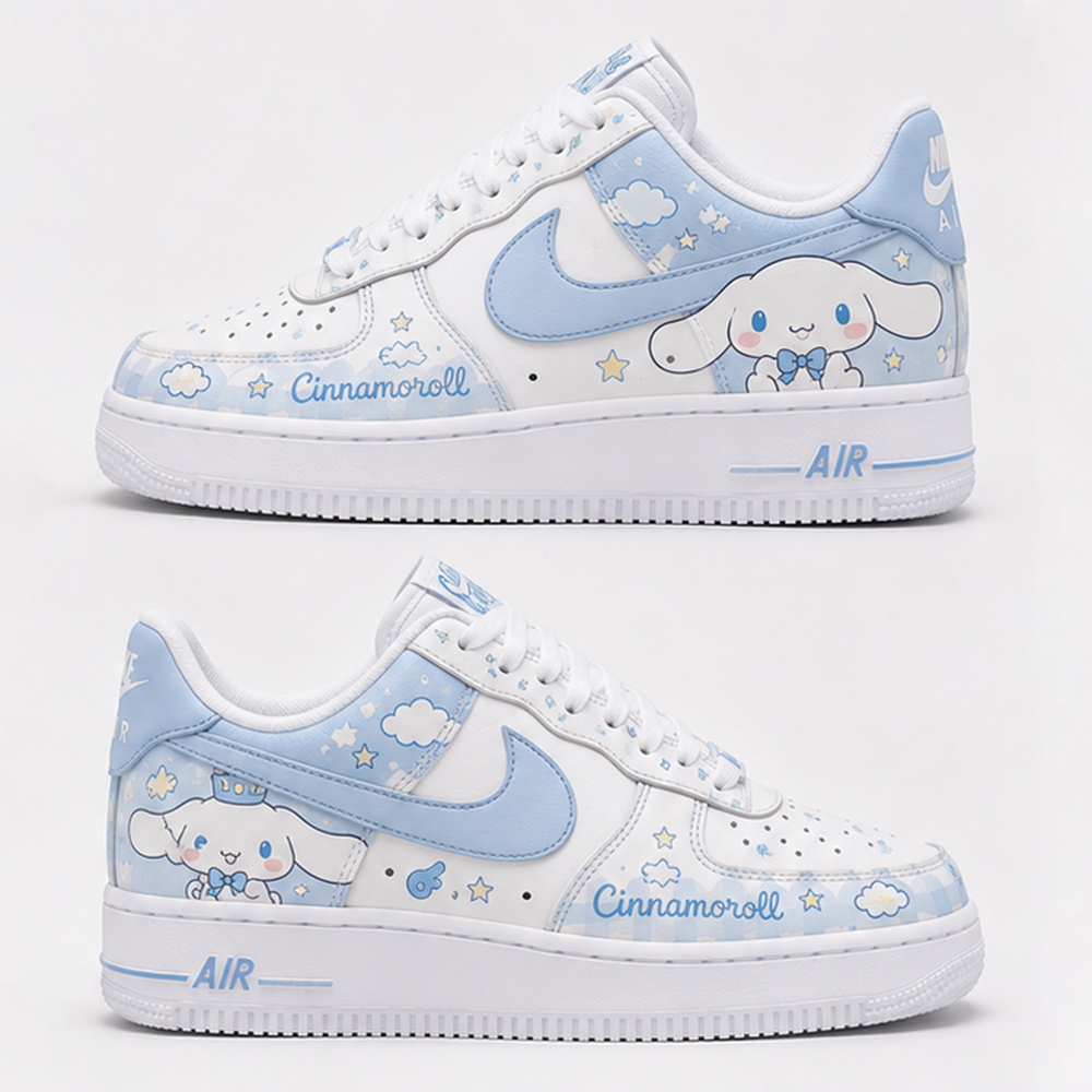 Custom Cinnamoroll Air Force 1 Sneakers – Hand Painted Blue Kawaii Anime Shoes