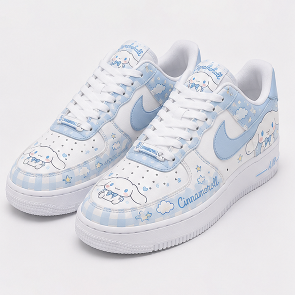 Custom Cinnamoroll Air Force 1 Sneakers – Hand Painted Blue Kawaii Anime Shoes