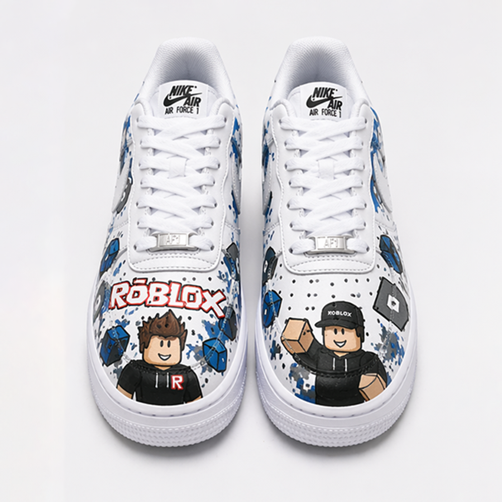 Roblox Inspired Custom Hand-Painted Air Force 1 Sneakers – Pixel Gaming Streetwear Shoes