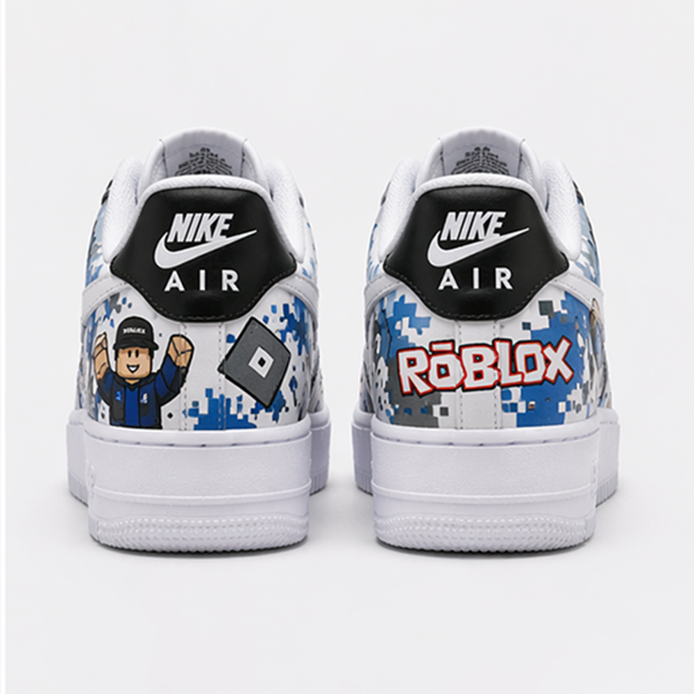 Roblox Inspired Custom Hand-Painted Air Force 1 Sneakers – Pixel Gaming Streetwear Shoes
