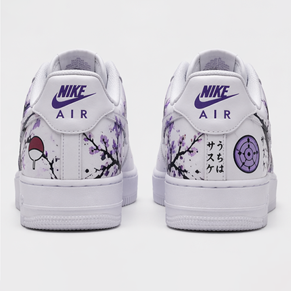 Custom Hand-Painted Air Force 1 Sneakers – Purple Plum Blossom Anime Ninja Streetwear Shoes for Men & Women