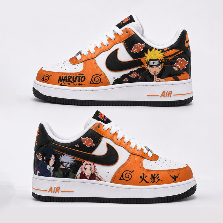 Naruto Akatsuki Custom Air Force 1 – Hand-Painted Anime Sneakers Featuring Naruto, Sasuke & Sakura
