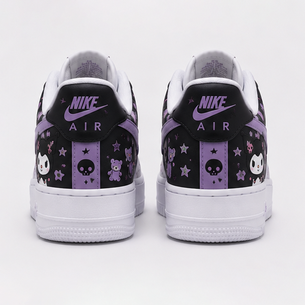 Custom Kuromi Purple Black Hand-Painted Air Force 1 Low Sneakers