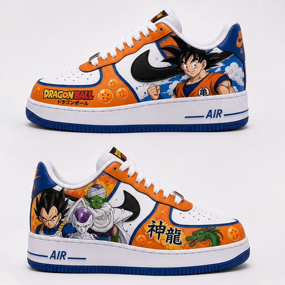Custom Dragon Ball Z Air Force 1 Sneakers – Goku Anime Hand-Painted AF1 Shoes with Shenron & Z Fighters Design