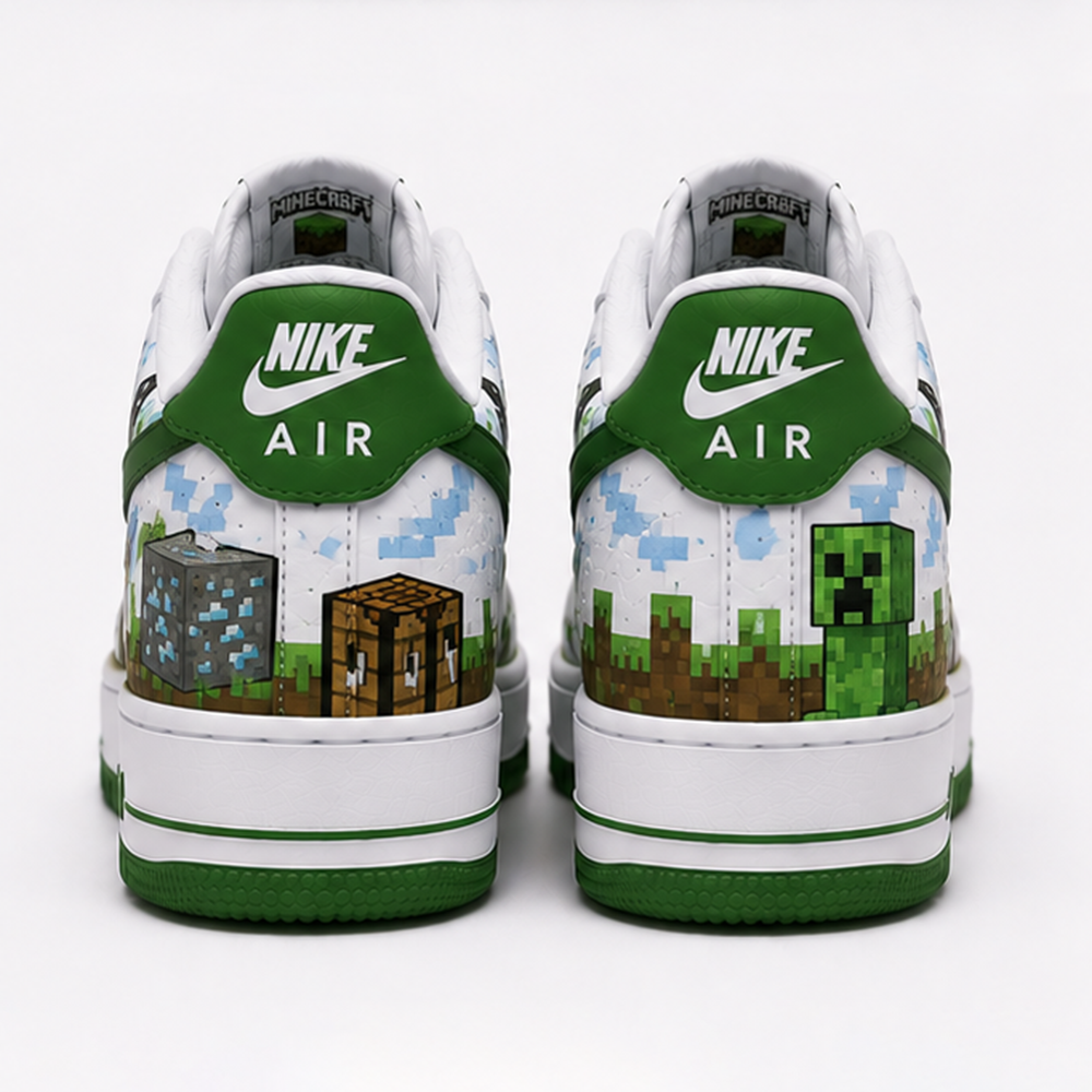 Hand-Painted Minecraft Custom Sneakers – Iconic Steve & Alex Design, Unique Gamer Streetwear