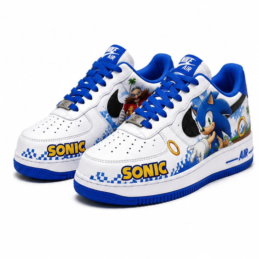 Hand-Painted Sonic the Hedgehog Custom Sneakers – Iconic Sonic & Friends Design, Unique Gamer Streetwear