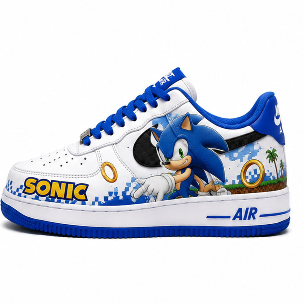 Hand-Painted Sonic the Hedgehog Custom Sneakers – Iconic Sonic & Friends Design, Unique Gamer Streetwear