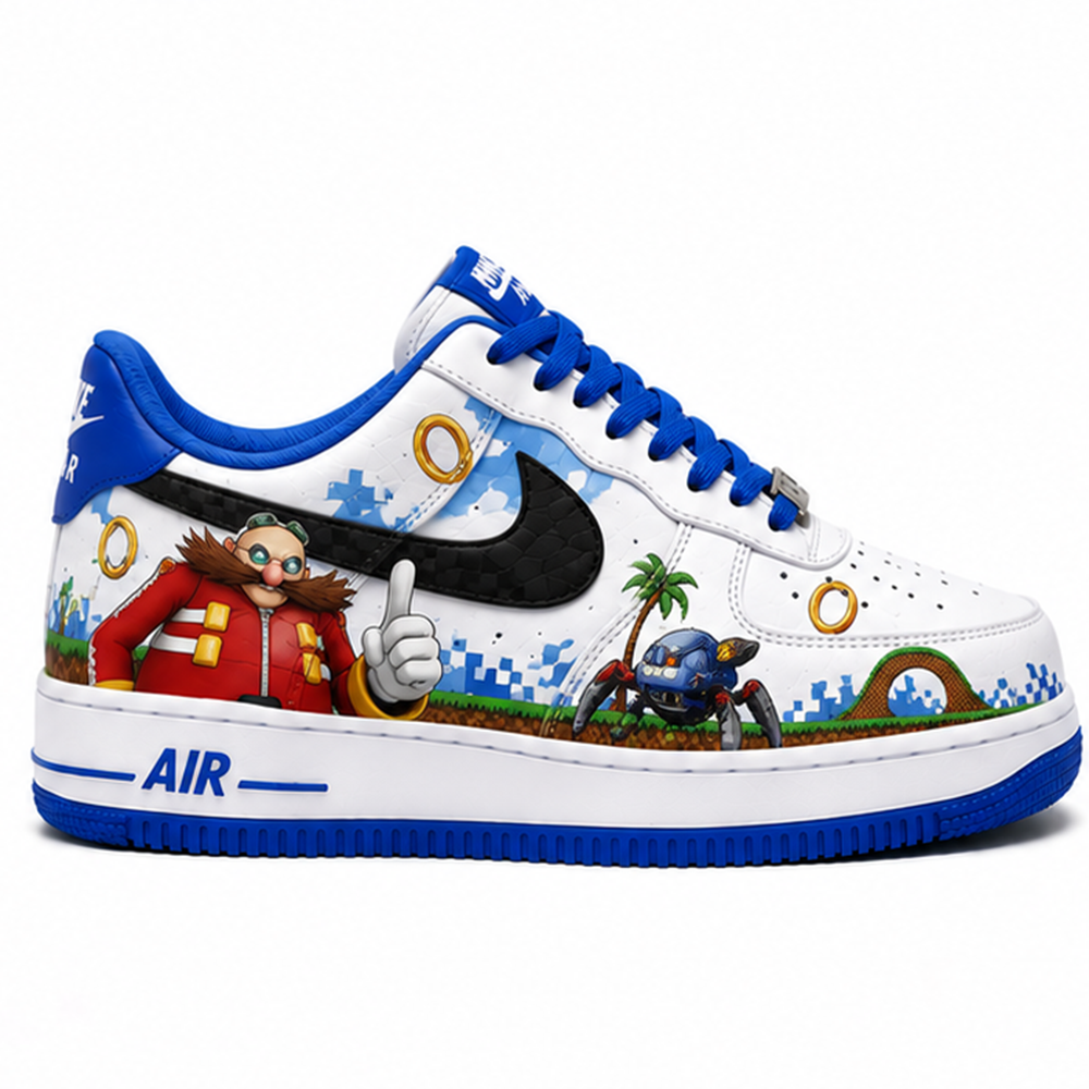 Hand-Painted Sonic the Hedgehog Custom Sneakers – Iconic Sonic & Friends Design, Unique Gamer Streetwear