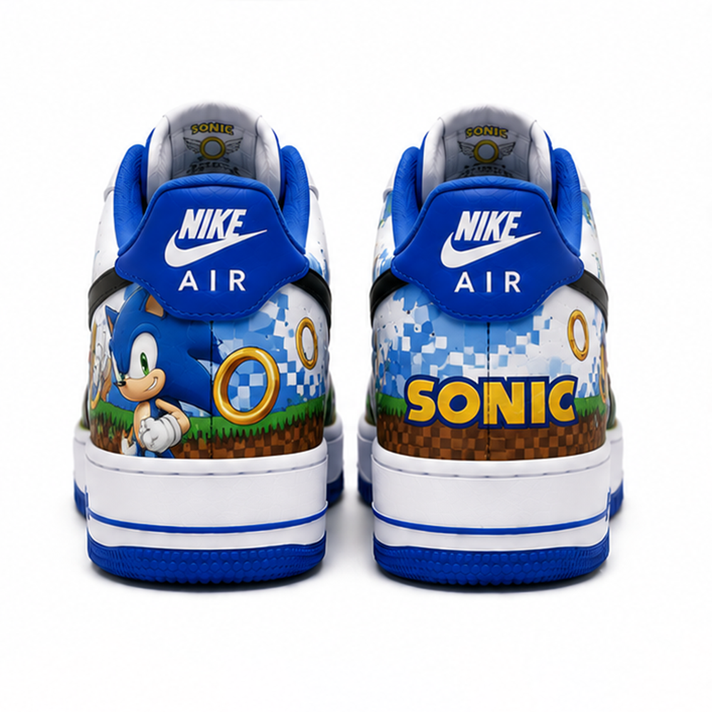Hand-Painted Sonic the Hedgehog Custom Sneakers – Iconic Sonic & Friends Design, Unique Gamer Streetwear