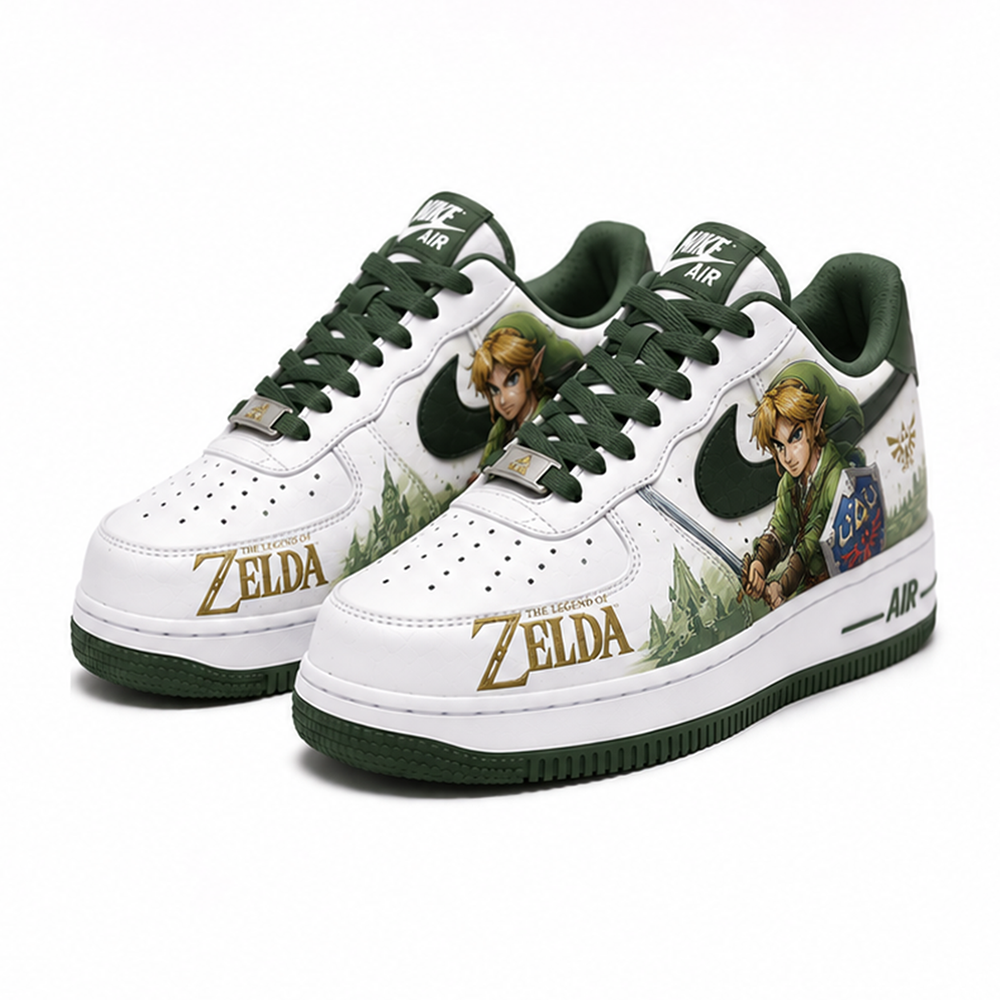 Hand-Painted The Legend of Zelda Custom Sneakers – Iconic Link & Zelda Design, Unique Gamer Streetwear