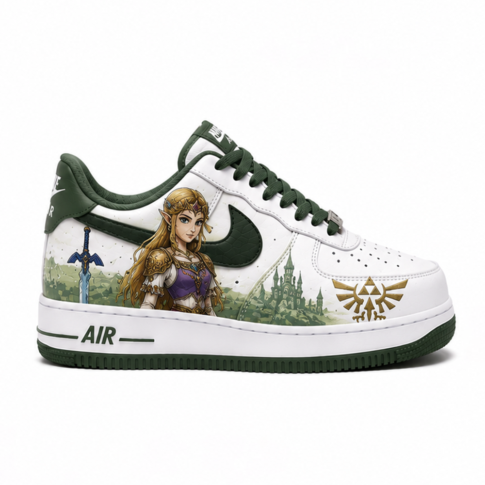 Hand-Painted The Legend of Zelda Custom Sneakers – Iconic Link & Zelda Design, Unique Gamer Streetwear