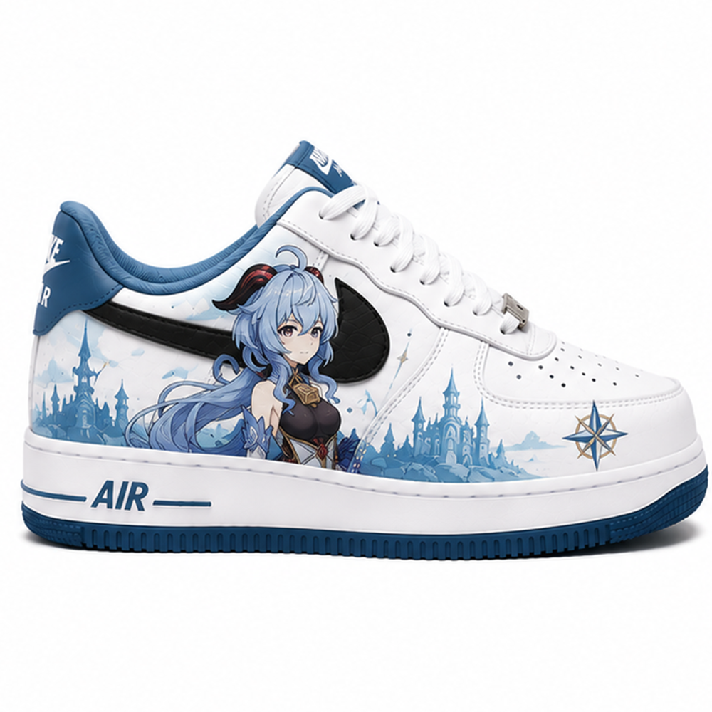 Hand-Painted Genshin Impact Custom Sneakers – Featuring Hero & Heroine Characters, Unique Anime Streetwear