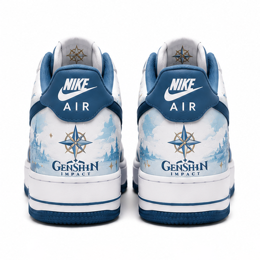 Hand-Painted Genshin Impact Custom Sneakers – Featuring Hero & Heroine Characters, Unique Anime Streetwear